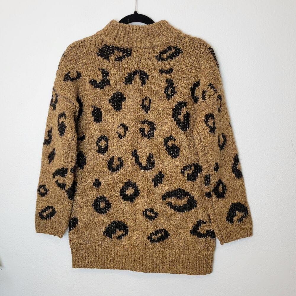 UNIVERSAL THREAD Brown Leopard Animal Print Chunky Knit Mockneck Sweater Sz S - Picture 11 of 12